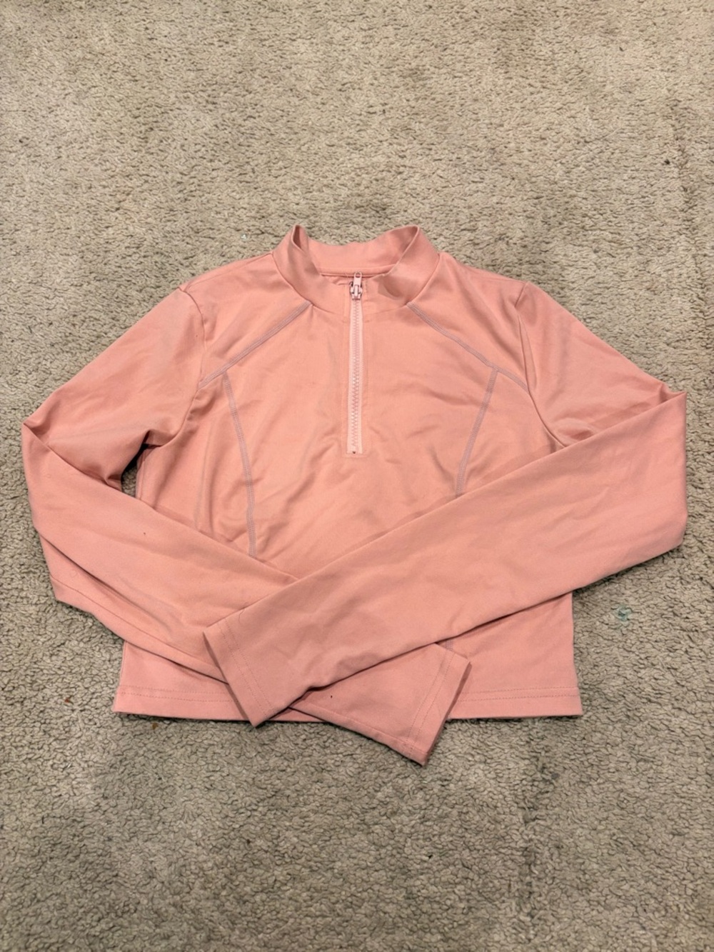 Half-Zip Long-Sleeve Performance Top - Blush Pink